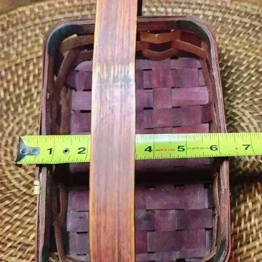 Charleston South Carolina basket Red Burgundy & Wood Tone Primitive 9 X 6.5 X 4